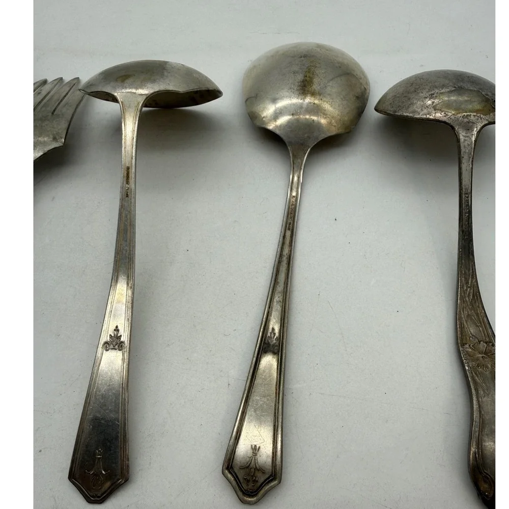 Vintage RC Co Bouquet Silver Plate Serving Set 5pc Pie Server Ladle Meat Fork